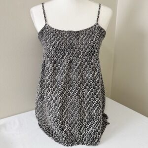 Magazine Womens Black White Geometric Print Camisole Tank Top Cotton Size Large